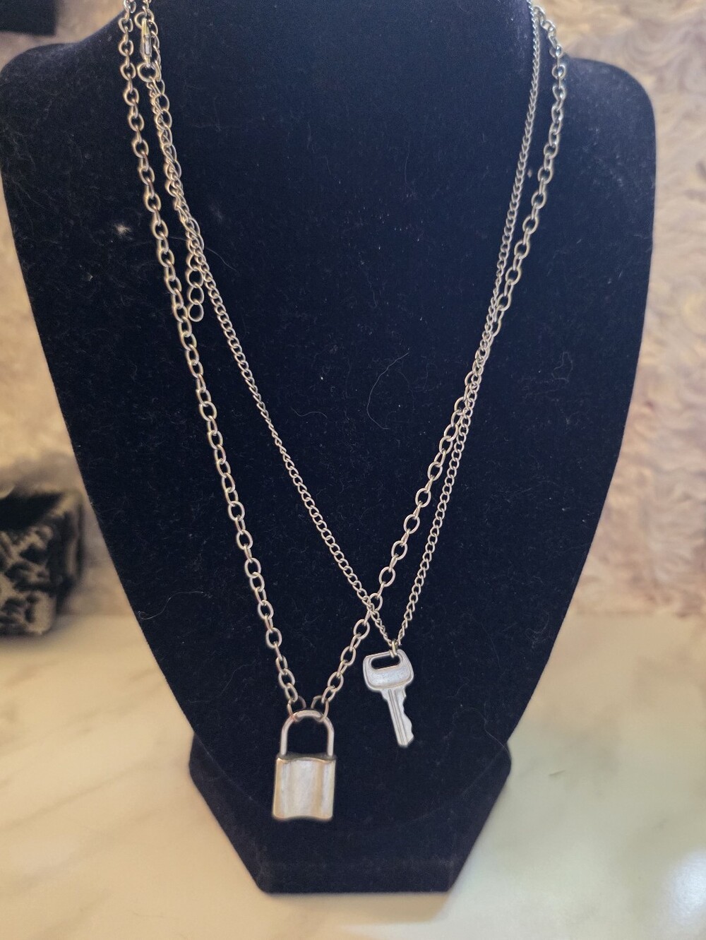 Silver Padlock & Key Necklaces